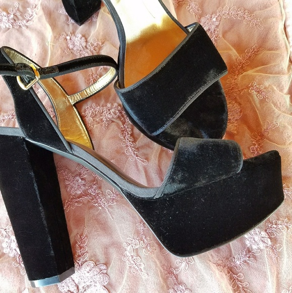 Nine West Shoes - Blk Velvet Nine West Platform Ankle Strap  sz 9